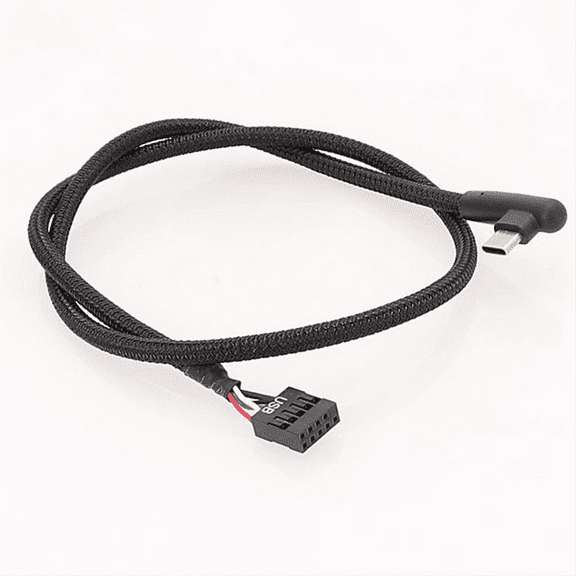 1Pcs USB 9Pin to Type C Cable for Computer Motherboard Anti Shielding Mesh Line Enhances Stability and Speed 60CM