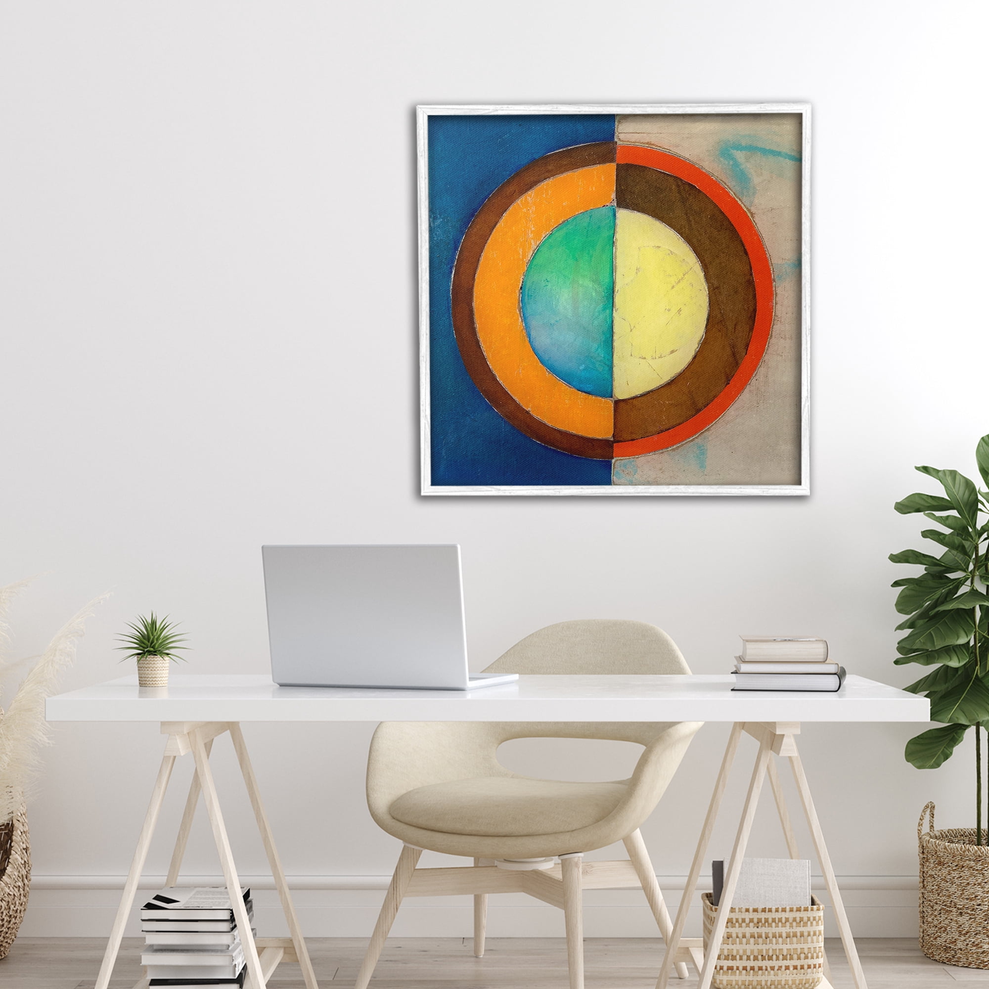 Stupell Industries Bright Vertical Circle Symmetry White Framed Giclee Art, design by Matthew Finger