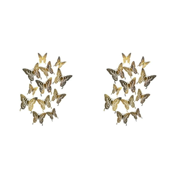 Decoración para el hogar Advancent Mariposas simuladas LK12 Oro 2piezas