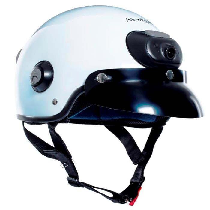c6 smart motorcycle helmet MPH9802DOT 'Vision' Matte Black 3/4 Open Face with HD Camera an HighwayLeather One Finger Release Lever For Easy Detachment Airwheel C6 Smart Motorcycle Helmet
