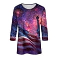 thumbnail image 6 of vigerkar 250 Anniversary USA 3/4 Sleeve Shirt for Women 250th Patriotic Shirts Casual American Flag and Stars Print Shirt (Purple, M), 6 of 8