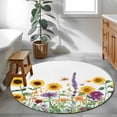 thumbnail image 4 of Summer Floral Round Area&nbsp;Rug 3.3ft Sunflower Daisy Lavender Country Rustic Plant Non-Slip&nbsp;Washable Circle Rugs Soft Felt Indoor Floor Mat for Bedroom Kitchen Living Room Bathroom, 4 of 9