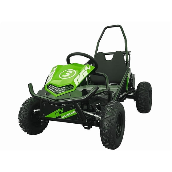 TrailMaster i3 Electric Kids Go Kart, Single Seat, 500W Motor, 36V Battery, Up to 10 MPH, Ages 4–10, Reverse, Adjustable Seat (Green)