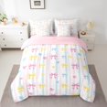 thumbnail image 2 of Feelyou Kids Watercolor Bowknot Twin Bedding Sets 7-Piece, Kawaii Love Heart Bedding Comforter Set, Fashion Stripes Lines Reversible Sheet Sets, Microfiber Bedroom Decor, 2 of 8