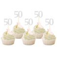 thumbnail image 1 of Cupcake Toppers Sotpot Happy 50th Birthday, paquete de 30 unidades, plateadas, 1 of 6
