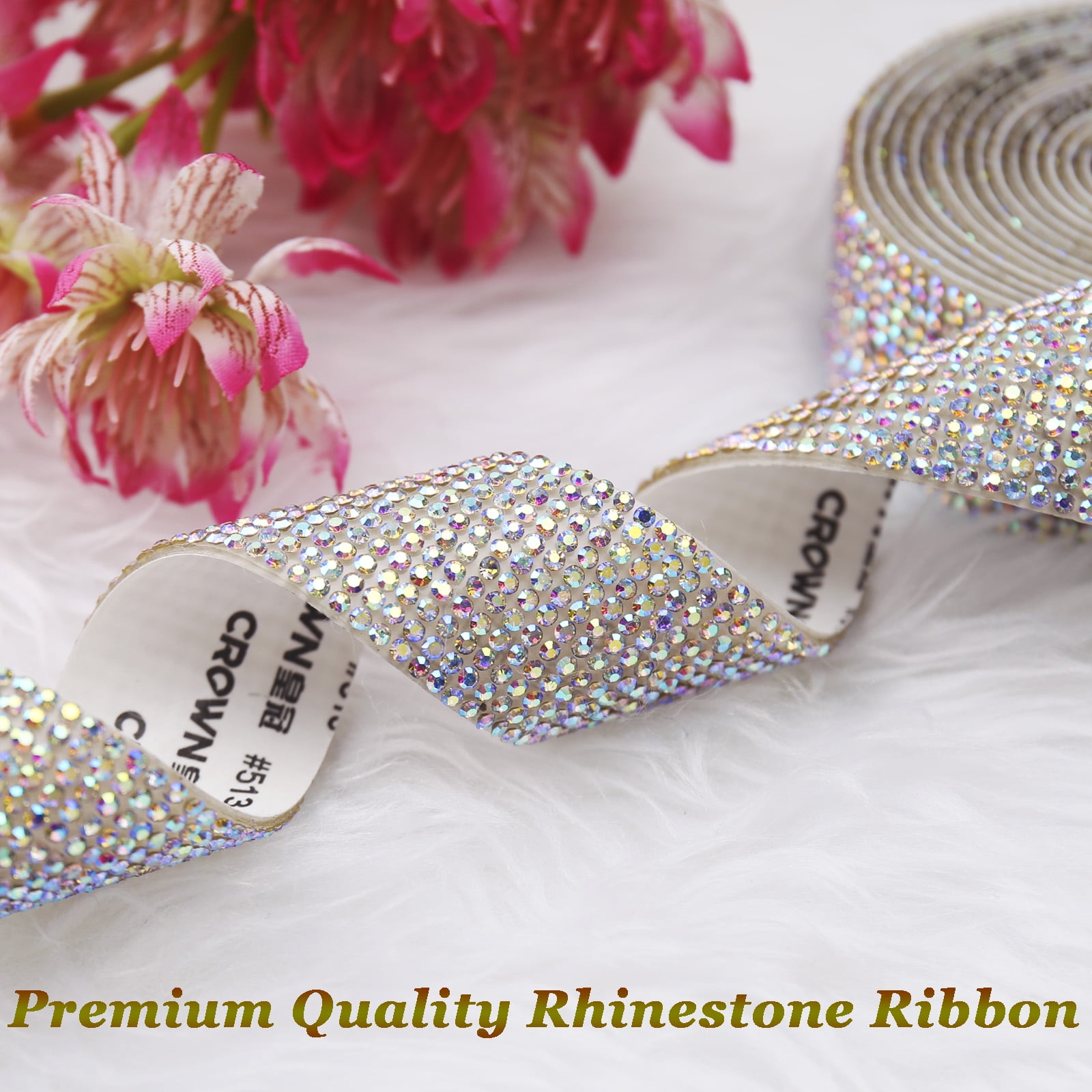 EANLOLY 5 Rolls Self Adhesive Crystal Rhinestone Ribbon, Diamond Bling Tape  with 2 mm Rhinestones Sticker for Arts Crafts Wedding Birthday Party DIY