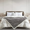 thumbnail image 3 of Fleece Blankets Flannel Throw For Couch Sofa Throw Size -127X152Cm Grey, Thick, 3 of 9