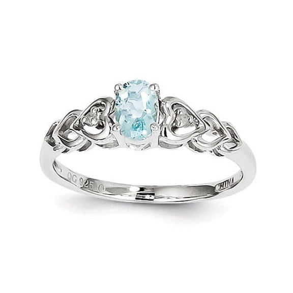 Sterling Silver Rhodium-plated Aquamarine & Diam. Ring QBR23MAR
