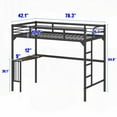 thumbnail image 6 of Twin Size Metal Loft Bed with Desk, Stable Ladder & Guardrails, Black, for Bedroom, 6 of 10