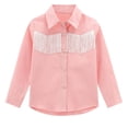 thumbnail image 4 of Shinyii Girls Tassel Cowgirl Shirt Long Sleeve Button Down Western Shirt, Pink, 4 of 5