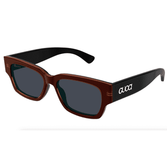 GUCCI GG1183S 001 Rectangular Squared Metal Gold Grey 53 mm Men's