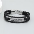 thumbnail image 2 of shiyou-Braided Multi-Layered Inspiration Bracelets Leather Woven Surfer Cuff Rope Strands Wristband for Men Women, 2 of 4