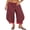 Red, variant on LMLYSoH Women Retro Plaid Pants with Lace Trim Drawstring Lantern Leg Cropped Pants