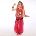 thumbnail image 6 of Mercatoo Girls Belly Dance Outfit Dancer 𝐂𝐨𝐬𝐭𝐮𝐦𝐞 Handmade Chiffon Top and Pants Halloween Carnival Performance Wear Sets, 6 of 7