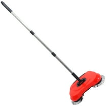 OFFIGAM Outdoor Manual Push Sweeper with 360 Degree Rotation, Red, Efficient Cleaning Tool for Driveways and Patios, 1 Set
