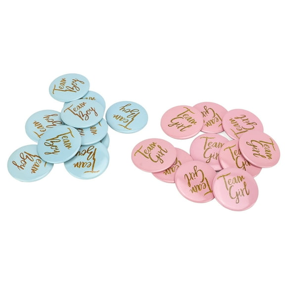 3packs Gender Reveal Button Pin Metal Material Blue Pink English Pattern Attractive Decorative Party Badge