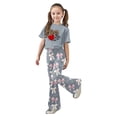 thumbnail image 3 of Gaexia Kids Lounge Sets Girls,Valentine's Day Girls Outfit Cute Bow Heart Print Short Sleeve Top With Flare Leg Pants Toddler Two Piece Matching Fashion Clothes,9-10 Years, 3 of 6