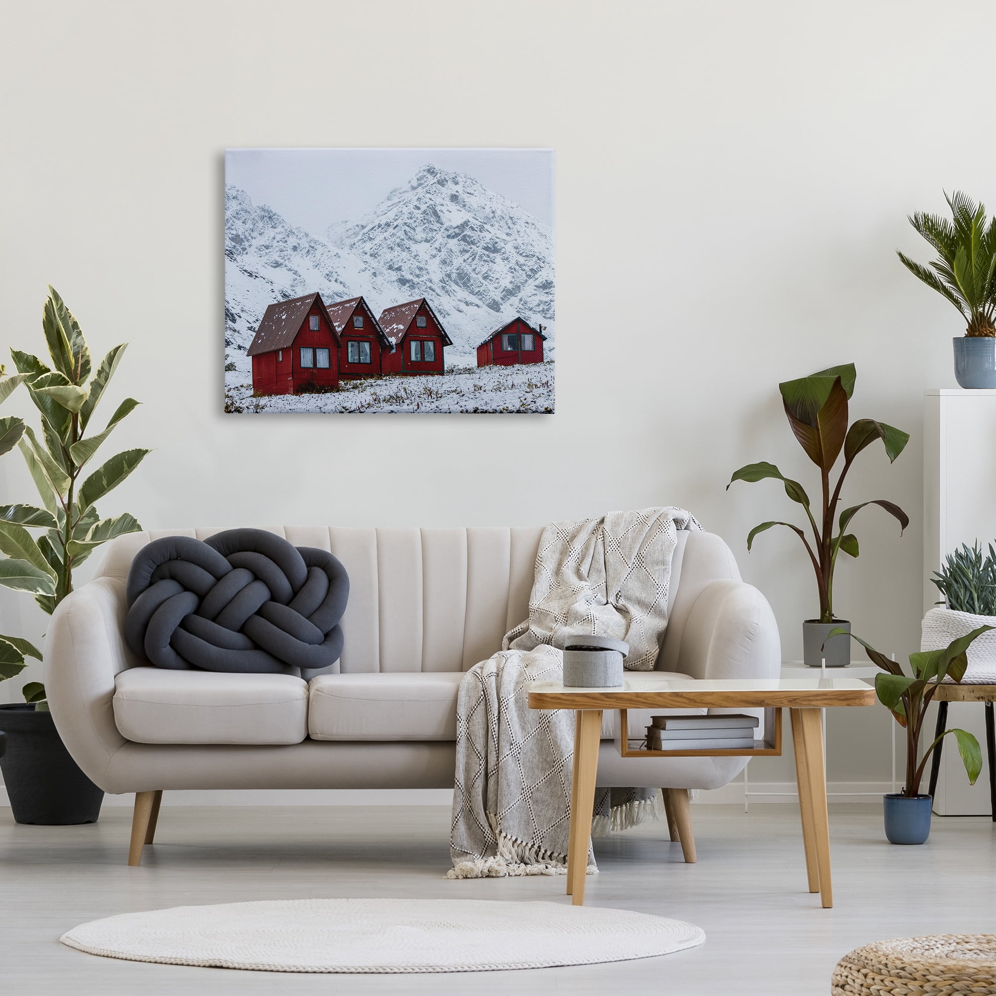 Stupell Industries Snowy Mountain Shacks Landscape Photography Gallery Wrapped Canvas Art Print Wall Art, 40 x 30