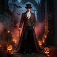 thumbnail image 5 of Long Trench Coat Vest, Set Victorian Gothic, Gentleman Overcoat, Halloween Costume, Long Trench Coat With Vest Set Victorian Gothic Gentleman Overcoat Halloween Costume for Halloween Party, Brown L, 5 of 6