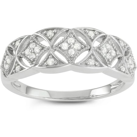 Brinley Co. Women's 1/3 Carat T.W. Diamond Sterling Silver Flower Design Fashion Ring