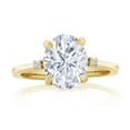 thumbnail image 2 of Gem Stone King 18K Yellow Gold Plated Silver White Moissanite 3 Stone Ring for Women (3.03 Cttw, Oval 10X8MM, Gemstone Birthstone, Size 5), 2 of 4