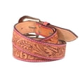 thumbnail image 5 of Resistance Men's Full-Grain Argentinian Leather Western Cowboy Belt with Floral Engraved Silver Buckle, 5 of 9