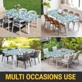 thumbnail image 5 of Blue Starfish Anchor Table Cloths for 8 Foot Rectangle Tables, Summer Coastal Teal Waves Stripe Patio Waterproof Elastic Fitted Tablecloths, Washable Rectangular Table Cover for Camping, 5 of 8