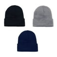 thumbnail image 1 of Ensemble de 3 Bonnets Longs Simples à Revers Skullies pour Hommes et Femmes (Mixte), 1 of 2