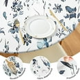 thumbnail image 3 of Floral-patterned round tablecloth with stretch-fit hem, water-resistant polyester fabric, fits 44-52 inch diameter tables, big size, 3 of 3