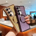 thumbnail image 5 of Magnetic Case for Samsung Galaxy S23 Ultra Clear Glitter Case, [Compatible with MagSafe Wireless Charging] Non-Yellowing Sparkle Shining Case for Women Girls, Rugged Shockproof Phone Case,Gold, 5 of 7