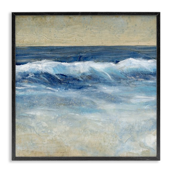 Stupell Industries Transitional Incoming Beach Tide Contemporary Soft Whitecaps Black Framed Giclee Art, 12 x 12, by Tim O'Toole