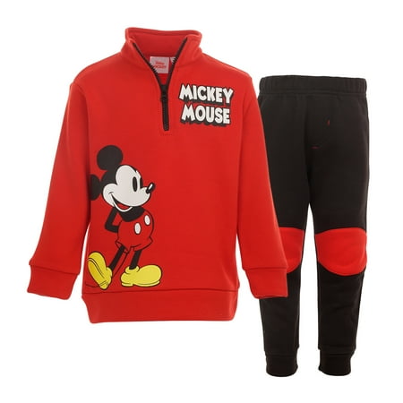 

Disney Mickey Mouse Toddler Boys Half Zip Sweatshirt and Pants Set Red 5T