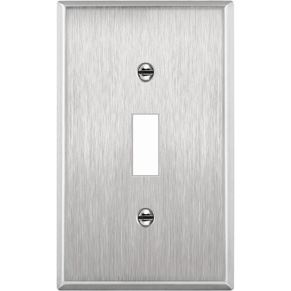 ENERLITES Toggle Light Switch Wall Plate, Stainless Steel Metal Cover, Corrosive Resistant, Standard Size 1-Gang, 430 Stainless Steel, UL Listed, Silver
