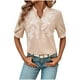 thumbnail image 1 of Vestidos Casuales Para Mujer, Blusas De Mujer De Moda Suéter de manga corta con cuello en V y bordado de lino sintético para mujer, top de moda, 1 of 7