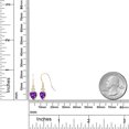 thumbnail image 3 of Gem Stone King 14K Yellow Gold Purple Amethyst and White Moissanite French Wire Dangle Hook Earrings for Women (3.66 Cttw, Gemstone February Birthstone, Heart 6MM, Round 3MM), 3 of 4