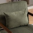 thumbnail image 3 of PAPROOS Accent Chair with Storage, Mid Century Corduroy Reading Chair with Pillow, Wood Frame Upholstered Armchair for Living Room Bedroom, Green, 3 of 10