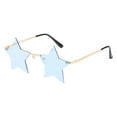 thumbnail image 2 of Star Shaped Sunglasses Fashion Rimless Pentagram Eyewear for Party Festival Costume Accessory Light Blue, 2 of 4