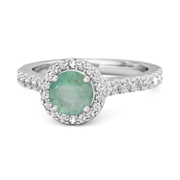 1.30 Ct Emerald 925 Sterling Silver Solitaire Accents Women Valentines Day Gifts Ring