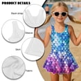 thumbnail image 5 of Uorisanigo Girls One Piece Swimsuits Blue and Purple Mermaid Scale Sleeveless Bathing Suit Swimwear Polyester and Spandex Fabric Swim Dress Size 3-4, 5 of 6