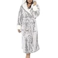 thumbnail image 1 of S Albornoz de forro polar Sherpa para mujer, bata suave con capucha, bata de baño esponjosa, 1 of 3