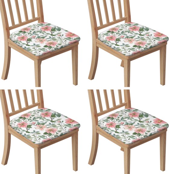 Pioneer Flower Floral Print Pattern Seat Covers for Dining Room Chairs Set Of 4,Stretch Printed Washable Chair Seat Cover with Elastic Ties and Button,Removable Waterproof Couch Cushion Covers