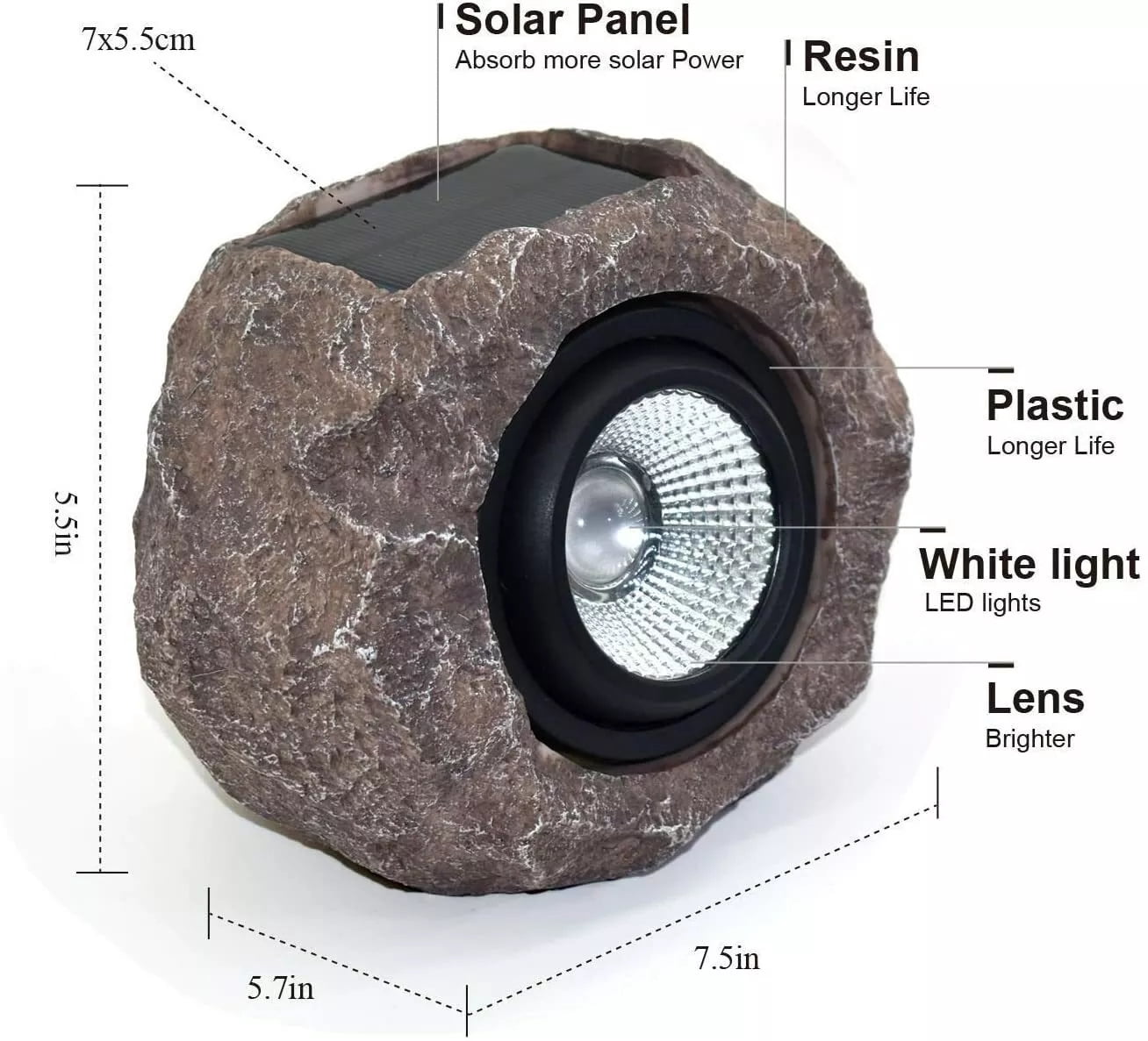 Kanstar Solar Rock Landscape Light Asian Inspired Waterproof Solar Powered LED Dusk to Dawn 4 pack