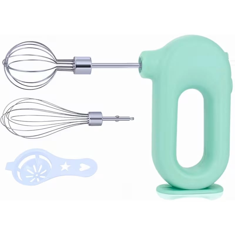 Cordless Electric Hand Mixer, Lightweight Portable USB Rechargeable Handheld Whisk with 2 Detachable Beaters and Egg Separator, 3 Speed Modes for Kitchen Baking at Home