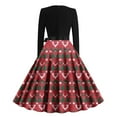 thumbnail image 3 of Cyber**Monday ChaoHeng Womens Fall Dresses 2025 Women's Long Sleeve Round Neck Christmas Print A-Line Party Dress, 3 of 3