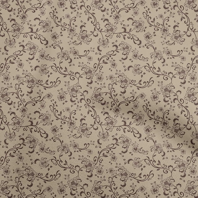 oneOone Cotton Poplin Light Brown Fabric Asian Block Fabric For Sewing Printed Craft Fabric By The Yard 56 Inch Wide