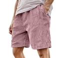 thumbnail image 2 of Mens Retro Corduroy Shorts Summer Casual Adjustable Elastic Waist Solid Color Comfortable Trousers with Pockets Pink M, 2 of 4