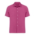 thumbnail image 6 of Lenago Men's Shirts Summer Imitation Linen Solid Color Casual Short Sleeved Collar Double Pocket Button Short Sleeved Top Shirts for Men, 6 of 9
