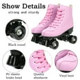 thumbnail image 3 of EONROACOO Pink Roller Skates, Adult Kids Black Wheels Double Row Leather Quad Skates(Women 10.5/Men 9), 3 of 10
