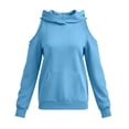 thumbnail image 4 of Oksale Womens Cold Shoulder Hoodies with Pocket Cozy Long Sleeve Sweatshirt Pullover Moisture Wicking Fall Outfits Light Blue S, 4 of 7