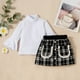 thumbnail image 2 of Vestido Para Niñas, Ropa Para Niñas Pequeñas, Otoño Invierno, Manga Larga, Color Sólido, Cuello Alto, Manga Acampanada, Falda Corta A Cuadros, Conjunto Para Niños, Blanco Odeerbi LM103-8300, 2 of 9